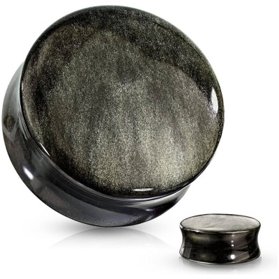 Silver Shine Black Obsidian Plugs